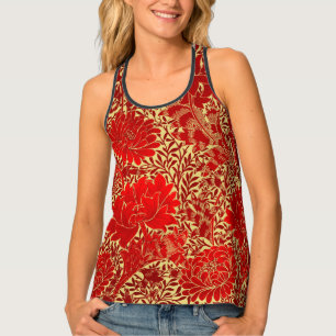 Toile de Jouy pattern. Floral. Golden. Tank Top