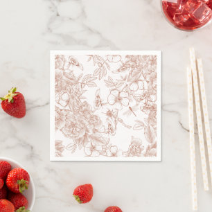 Toile-De-Jouy Pattern Wedding Napkins