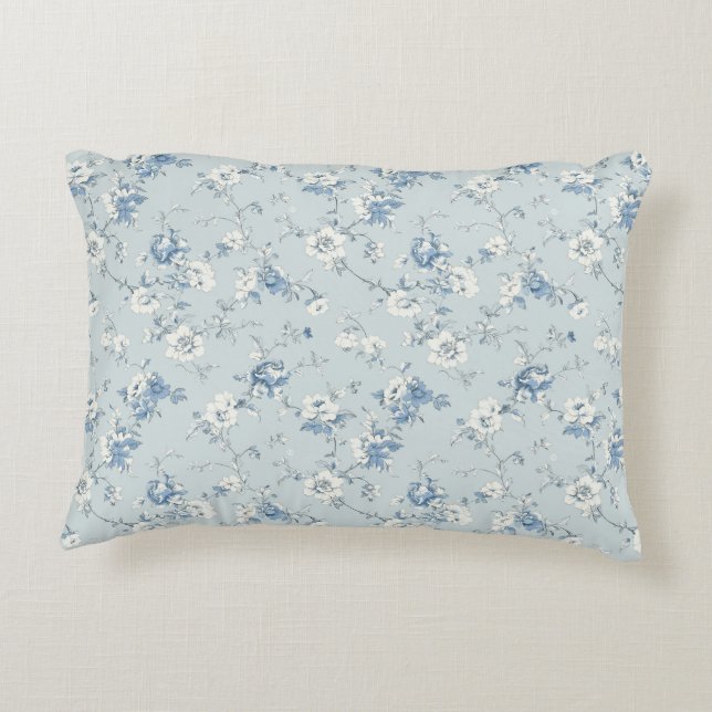 Toile De Jouy Peonies Accent Pillow (Back)