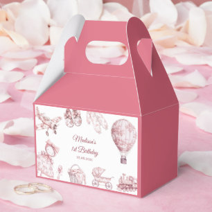 Toile De Jouy Pink Birthday Party Favor Boxes