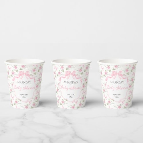 Toile De Jouy Pink Bow Girl Baby Shower
