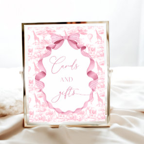 Toile de Jouy Pink Safari Animals Cards and Gifts Poster