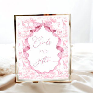 Toile de Jouy Pink Safari Animals Cards and Gifts Poster