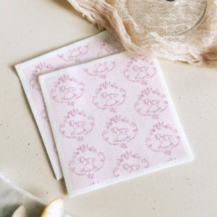 Toile de Jouy rocking horse Pink Baby Girl shower Napkins