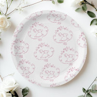 Toile de Jouy rocking horse Pink Baby Girl shower