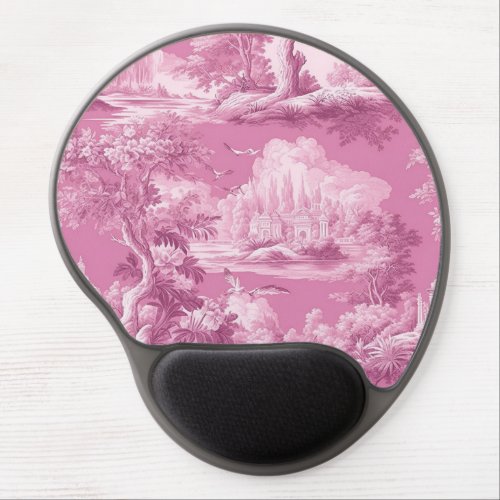 Toile de Jouy rose Gel Mouse Pad