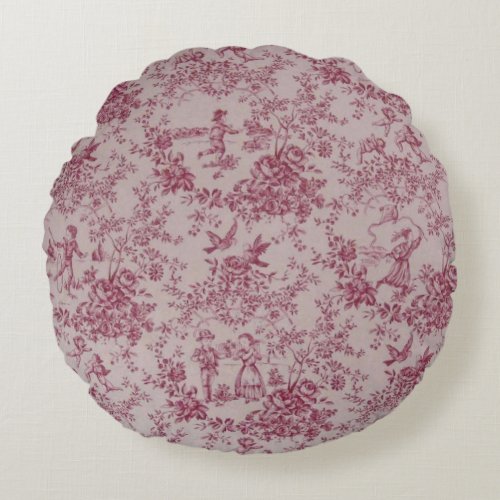 Toile de Jouy Round Pillow