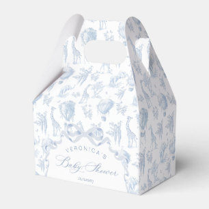 Toile de Jouy Safari animals Arch Blue Baby Shower Favor Boxes