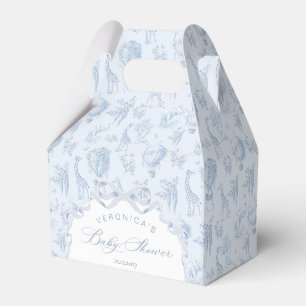 Toile de Jouy Safari animals Arch Blue Baby Shower Favor Boxes