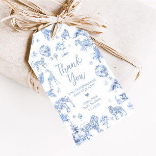 Toile De Jouy Safari Animals Baby Shower Favor Tag