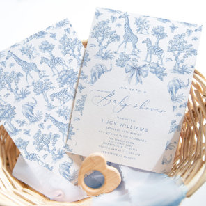 Toile de Jouy Safari animals Baby shower Invitation