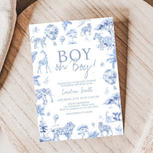 Toile De Jouy Safari Animals Baby Shower Invitation