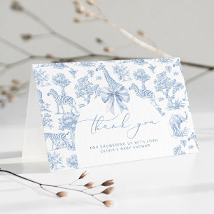 Toile de Jouy Safari animals Baby shower Letterpress Thank You Card