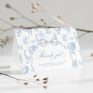 Toile de Jouy Safari animals Baby shower Letterpress Thank You Card