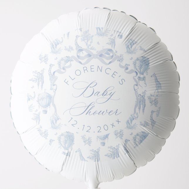 Toile de Jouy Safari Animals Blue Baby shower  Balloon (Front)