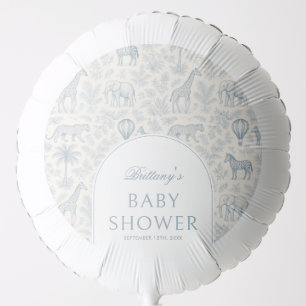 Toile De Jouy Safari Animals Blue Boy Baby Shower Balloon