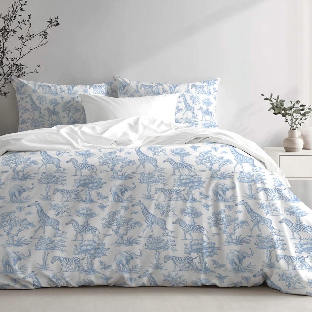 Toile de Jouy Safari animals blue Duvet Cover (Creator Uploaded)