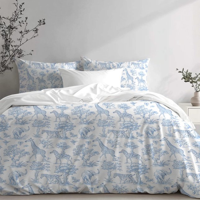 Toile de Jouy Safari animals blue Pillow Case (Creator Uploaded)