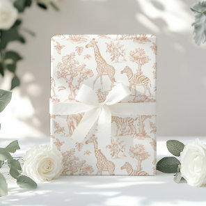 Toile de Jouy Safari animals Boho beige elegant Wrapping Paper