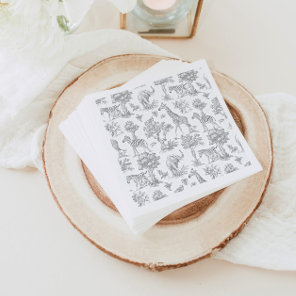 Toile de Jouy Safari animals grey Baby shower Napkins