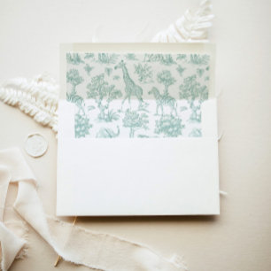 Toile de Jouy Safari animals sage green pattern Envelope Liner