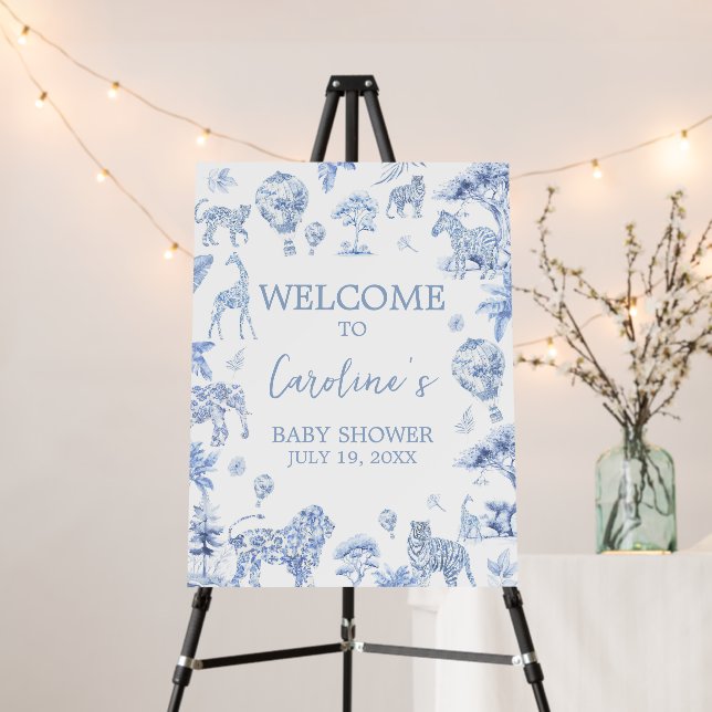 Toile De Jouy Safari Animals Welcome Sign (In Situ (Stand))