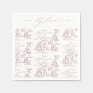 Toile De Jouy Safari Baby Girl Shower Napkins