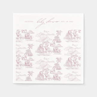 Toile De Jouy Safari Baby Girl Shower Napkins