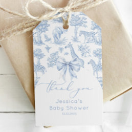 Toile de Jouy Safari Baby shower elegant thank you Gift Tags