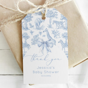 Toile de Jouy Safari Baby shower elegant thank you Gift Tags