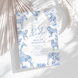 Toile De Jouy Safari Baby Shower Invitation
