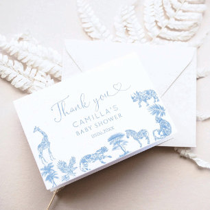 Toile De Jouy Safari Baby Shower Letterpress Thank You Card