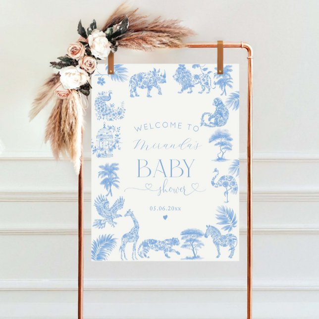 Toile De Jouy Safari Baby Shower Welcome Foam Board (Creator Uploaded)