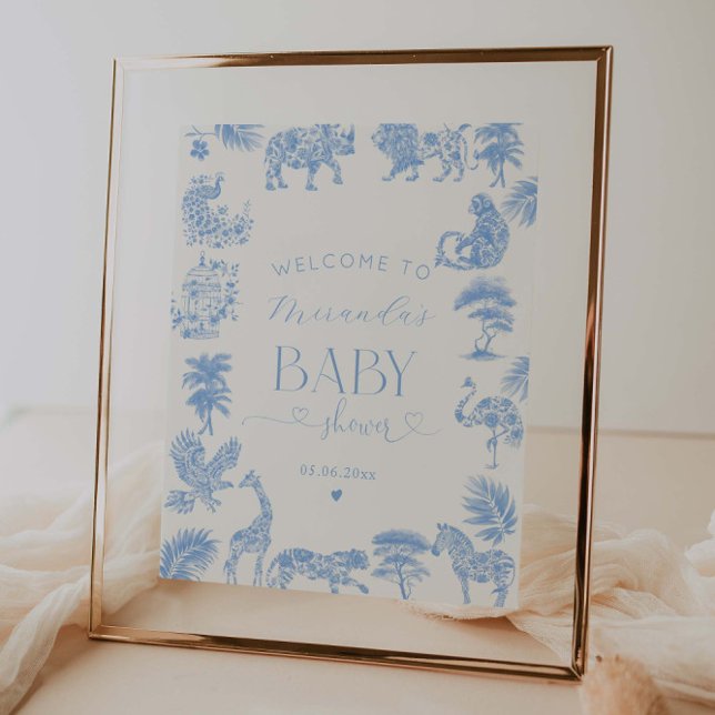 Toile De Jouy Safari Baby Shower Welcome Poster (Creator Uploaded)