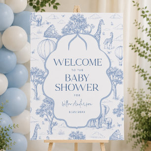 Toile De Jouy Safari Baby Shower Welcome Sign