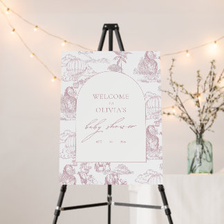 Toile De Jouy Safari Baby Shower Welcome Sign