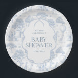 Toile De Jouy Safari Blue Baby Shower Paper Plates<br><div class="desc">Create your own custom baby shower paper plates! Celebrate in timeless style with our dusty blue boy toile de jouy safari animals baby shower collection. This elegant and sophisticated design features hand-drawn safari animals in a classic toile pattern, perfect for creating a minimal yet luxurious baby shower theme. The soft...</div>