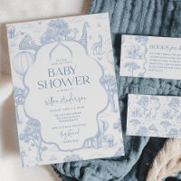Toile De Jouy Safari Blue Boy Baby Shower