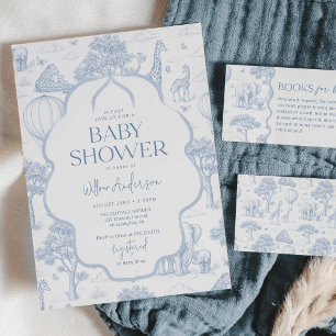 Toile De Jouy Safari Blue Boy Baby Shower Invitation