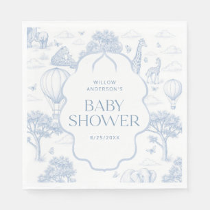 Toile De Jouy Safari Blue Boy Baby Shower Napkins