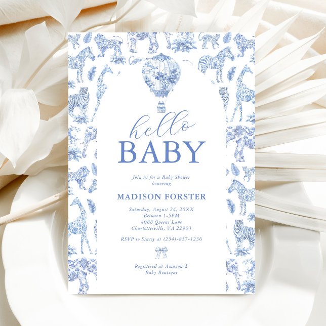 Toile De Jouy Safari Boy Baby Shower Invitation (Creator Uploaded)