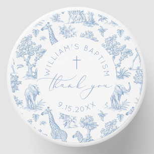 Toile de Jouy Safari Boy Baptism Thank you Mini Candle Favors