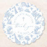 Toile de Jouy Safari Boy Baptism Thank you Paper Coaster<br><div class="desc">Toile de Jouy Safari Boy Baptism Thank you Favor Tags
Matching items available.</div>