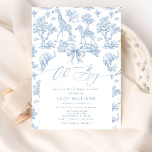 Toile de Jouy Safari Oh Boy Baby shower Invitation