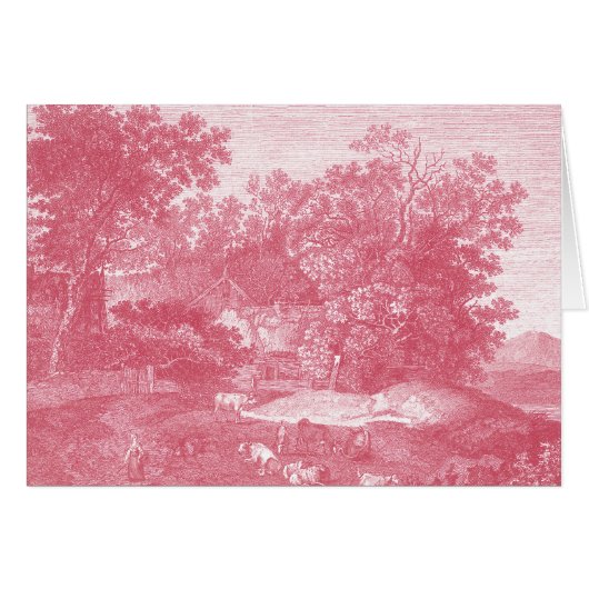 Toile de Jouy Shabby Pink Pastoral Landscape (Front Horizontal)