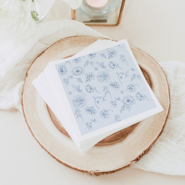 Toile de Jouy Something Blue Floral bridal shower Napkins (Creator Uploaded)