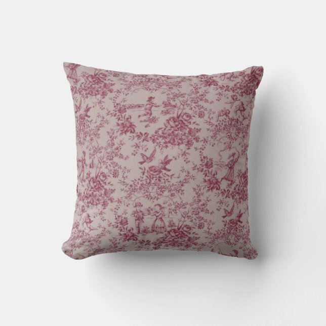 Toile de Jouy Throw Pillow (Front)