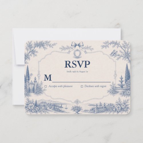 Toile de Jouy Venue Story RSVP Card