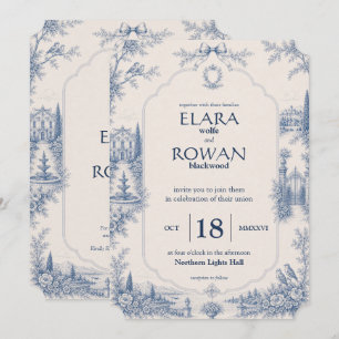 Toile de Jouy Venue Story Wedding Invitation