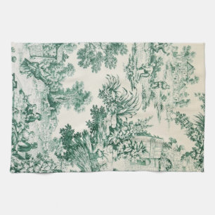 Toile de Jouy vert Kitchen Towel